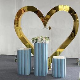 Candle Holders Customize Gold Mirror Heart Shape Display Backdrop Stage Decor AB0944