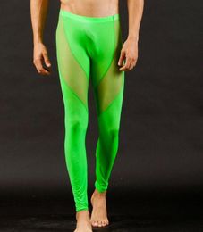 Wang Jiang Mens Long Underwear Spandex Long Johns Men Legging Mesh Transparent See Through Lounging Thermal Pants Tights Thermo Ml2862294