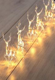 Strings Deer LED String Light 10LED Battery Operated Reindeer Indoor Decoration For Home Christmas Lights Outdoor Xmas PartyLED St5438335