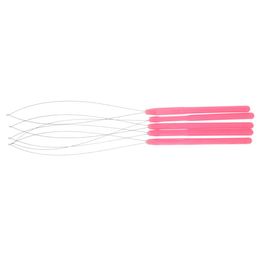 5pcs/set Hair Extensions Loop Threader Wire Pulling Hook Tool for Silicone Beads and Feathers