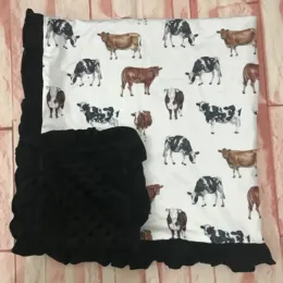 Cases Hot Selling Rts Western Bedding Set for Kids Girls Breathable Cotton Cow Pattern Print Blanket Wholesale