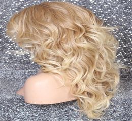 Heat OK Wavy Long full Wig Blond Duet mix Bangs Layered Hair piece 27613 WBPO2683856