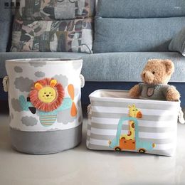 Laundry Bags Canvas Clothes Basket Lions Giraffe Hamper With Handles Waterproof Storage Perfect For Kids Boys Girls