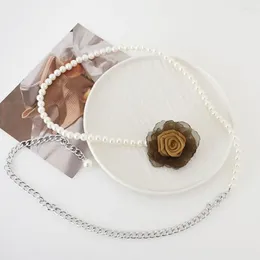 Belts All-match Camellia Waist Chain Unique Dress Accessories Pearl Women Thin Flowers Body Girl