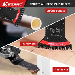 EZARC Japanese Tooth Oscillating Saw Blades, 10PCS Extra-Long Arc Edge Oscillating Multitool Blades Clean Cut for Wood, Plastic