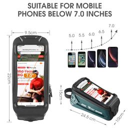 WEST BIKING Bicycle Bag 2.5L Waterproof Bike Front Frame Bag MTB Road Bike 7.0 Inch Touch Screen Phone Bag Cycling Accessories