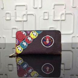 women card holder 67258 long single zipper Face purse zippy 195cm wallet bifold With Box fashion men women clutch pures8574755