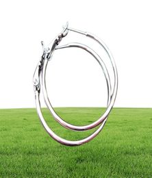 whole 18k White Gold Earrings 30MM unique LARGE HOOP EARRINGS pure lowd 4448311