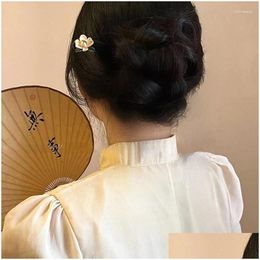 Hair Clips Barrettes Shining U Chinese Style Flower Wooden Hairpin For Women Fashion Accessory Drop Delivery Jewelry Hairjewelry Dh39M