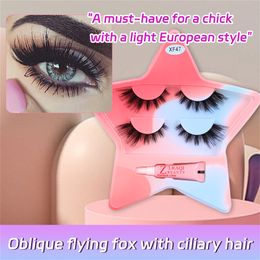 wholesale Bright Star tray 2 pairs false eyelashes 3D faux mink eyelashes Fox eyelashes private label Eyelash material