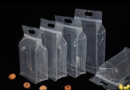 50pcs Stand up Plastic Portable Ziplock Bag Clear Cereals Fruits Biscuit Beer Beverage Juice Coffee X-mas Gift Packaging Pouches