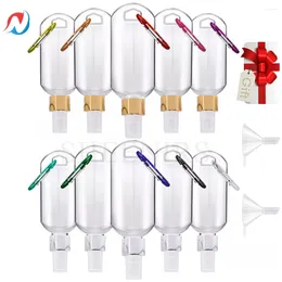 Storage Bottles Sheenirs 10Pcs 30ml 50ml Empty Hand Sanitizer Travel Size Holder Hook Keychain Carriers Flip Cap Reusable Portable