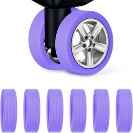 6Pcs Luggage Wheel Covers Suitcase Wheel Protector Caster Silicone Cover Wear-Resistant Luggage Spinner Wheels Case