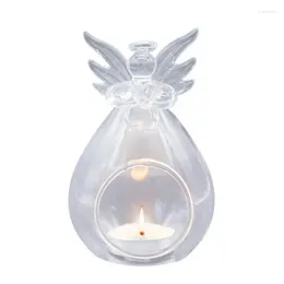 Candle Holders Clear Glass Candlestick Windproof Heat-resistant Angel Holder For Weddings Parties Bedrooms Living