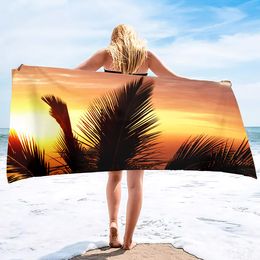 Beach Towel Palm Leaves Pattern Oversized Microfiber Tropical ,Thin Lightweight Pool Swim Tree Bath Shower