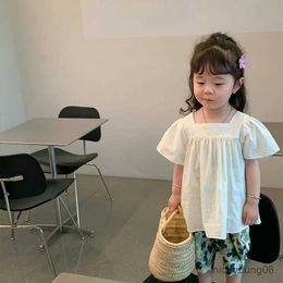 Clothing Sets Summer Girls Clothing Sets Casual Baby Girl Korean Version Puff Sleeve Top + Loose Casual Pants Baby Kids Children Clothes Suit