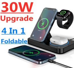 30W 4 in 1 Qi Fast Wireless Charger Stand For iPhone 13 11 12 Apple Watch Foldable Charging Dock Station for Airpods Pro iWatch Sa4883821