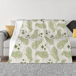 Blankets Capybara Cute Animal Blanket Flannel Decoration Green Botanical Portable Home Bedspread