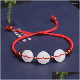 Fußkettchen handgewebte Friedensschnallen Armband Einfache anspruchsvolle Art rotes Seil der Glücksfreunde Anketto Retro National Style Drop de Dhwwn