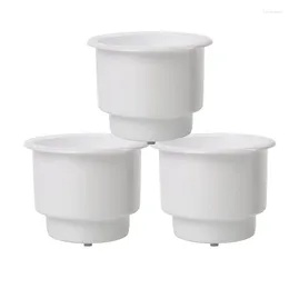 Bowls 3Pcs Recessed Drop In Plastic Cup Drink Can Holder With Drain For Boat Car Marine Rv (White)