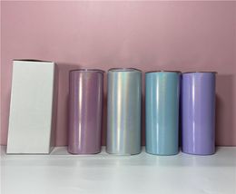 20oz Sublimation Straight Glitter Tumbler Rubber Bottoms Metal Straw Thermal Transfer Printing Shimmer Insulation Coffee Mug Stain6177207