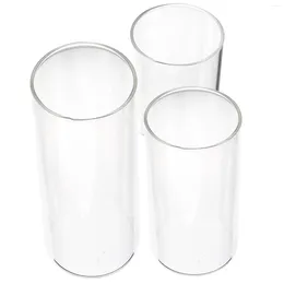 Candle Holders 3 Pcs Glass Shelf Clear Covers Tall Holder Jars Candlestick Cup Household Shades Pillar