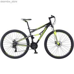 Bikes Traxion Mens and Womens Mountain Bike 29-Inch Wheels 24-Speed Shifters Full Suspension Mechanical Disc BrakesBicyc L48