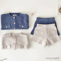 Clothing Sets 0-4 Yrs Girls Knit Suit Fashion Baby Boys Girls Clothing Sets Winter Knitted Cardigan +PP Shorts Infant Girls Knit Tracksuits