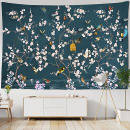 Chinese style Flowers and Birds Tapestry Wall Hanging Home Decorative Wall Tapestry Beach Towel Yoga Mat Blanket Table Cloth