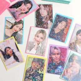 50pcs Laser Heart Shaped Glitter Film Kpop Card Holders Idol Card Collect Protective Film Photocard Game Cards Protector Sleeves