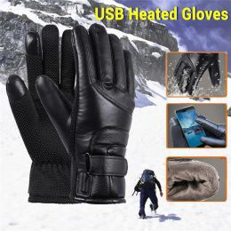 USB Heated Gloves Waterproof Winter Electric Warming Gloves Hand Warmers Winter Outdoor Warm Gloves for Fishing Riding Cycling