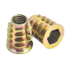 50pcs/lot M4 M5 M6 M8 M10 Zinc Alloy Thread For Wood Insert Nut Flanged Hex Drive Head Furniture Nuts