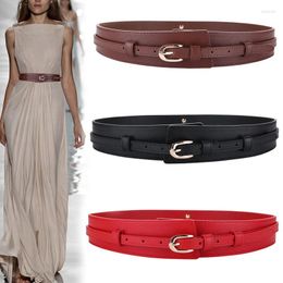Belts Trendy Pin Buckle Wide Solid Color Elastic Genuine Waistband Elegant Dress Coat Girdle For Women