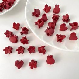 5-10Pcs/Lot 1.5cm Black Red Rabbit Flower Heart Hair Claw Clips for Women Girls Accessories Plastic Matte Claws Clamp Kids Gift