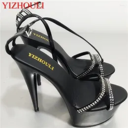 Dance Shoes Fish-mouth High Heels Fashionable Sexy Toe Cross-sequins Decorate Women's 15 Cm And