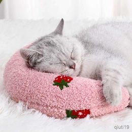 Cat Beds Furniture Small for Pet Cats Dogs Sleeping Mat Neck Guard U-shaped Soft and Thick Bite Resistant Winter Warm Comfort