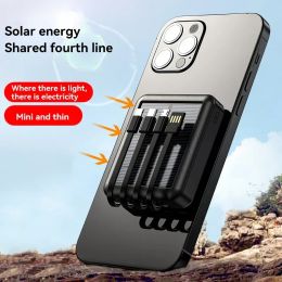 New 30000mAh Solar Power Bank Two-way Charging Cables Solar Charger Built 4-Ports External Charger LED Light For iphone Xiaomi