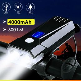 Bicycle Light USB LED Rechargeable Set MTB Road Front Back Headlight Lamp Power Bank Bike Flashlight Battery Cycling Accessories