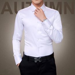 Plus Size 5XL 2024 Mens Luxury Shirts Wedding Dress Long Sleeve Shirt Silk Tuxedo Shirt Men Mercerized Cotton Shirt 240326