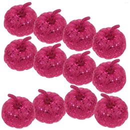 Decorative Flowers 12pcs Glitter Pumpkin Artificial Pumpkins Model For DIY Craft Fall Harvest Thanksgiving Party Decoration ( )