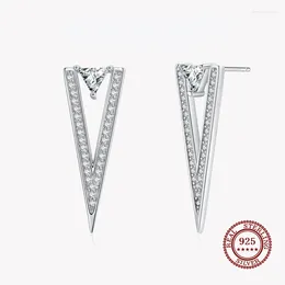 Stud Earrings S925 Pure Silver Ear Studs Inverted Triangle Full Diamond Light Luxury Personalised Hollow Jewellery