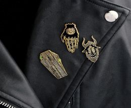 Ents Hands of doom satan sees all coffin pins Gothic pins Punk pins Badges Brooches Leather jackets Backpack accessories4923697