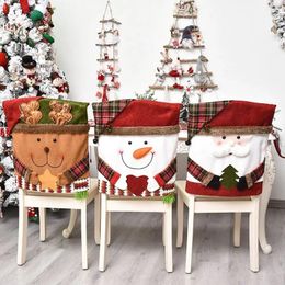 Chair Covers Dining Room Decor Santa Claus Back Home Decoration Kitchen Supplies Seat Cover Christmas