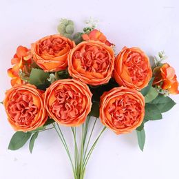 Decorative Flowers Artificial Plants Silk Roses Fake Valentine Gift Holiday Party Decoration Simulation Flower Mansa Pink Rose Bouquet