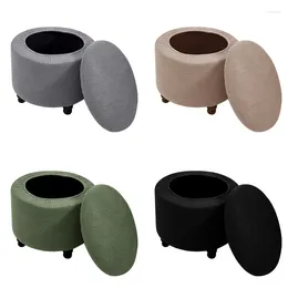 Chair Covers Round Ottoman Stool Cover Stretch Polar Fleece Footstool Washable Living Room Elastic Footrest Slipcover Dust Protector