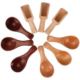 Spoons 9pcs Small Wooden Scoop Serving Utensils Scoops For Bath Salts