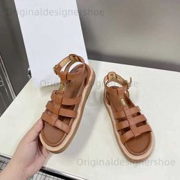 Sandals Rome Sandals 2023 Women Summer Sandals Size 34-42 Women Open Toe Back Strap Flat Platform Beach Sandals Bohemian Girls Shoes T240409