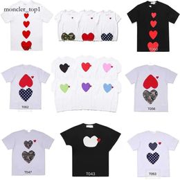 Fashion Mens T Shirt commes Designer T Shirts Love Red Heart Eyes Cdg Casual Women Quanlity Lovers Shirts Embroidery Short Sleeve Tee Leisure Streetwear