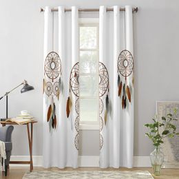 Dream Catcher Watercolour Feather Pattern Modern Window Curtains for Living Room Bedroom Curtain Blinds Drapes Door Curtains