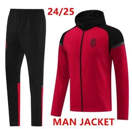 24 25 milan man hooded Tracksuit long zipper jacket training suit IBRAHIMOVIC 2024 2025 soccer Tracksuits MILANS GIROUD R. LEAO BENNACER KESSIE survetement foot